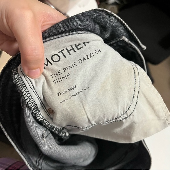Mother The Pixie Dazzler Skimp Jeans Train Stops Black Gray Wash Size 27 K2 - Picture 5 of 9
